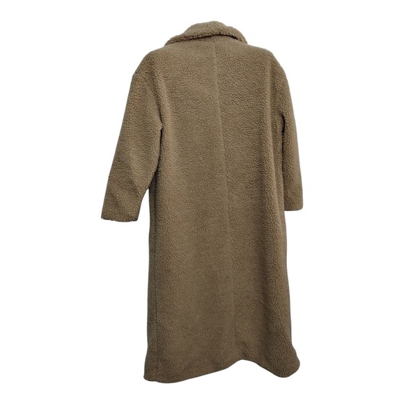 SHEIN Faux Shearling Cozy Teddy Coat Jacket Womens M Fleece Boho Neutral - Picture 2 of 4